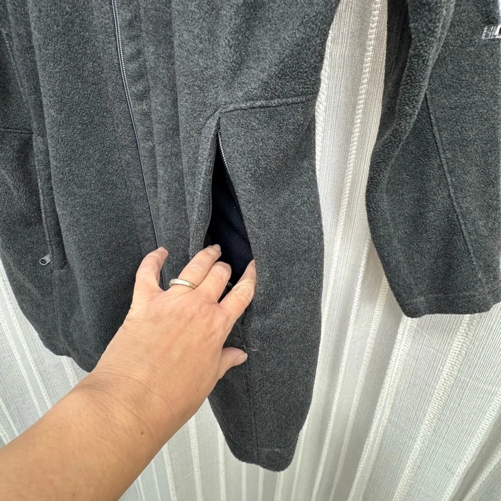 Columbia Gray Fleece‎ Full Zip Jacket with Hood and Zipper Pockets Size 1X